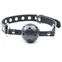 Ball Gag Breathable Embossed Strap Black